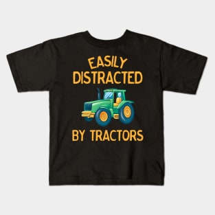 Easily Distracted by Tractors Funny Kids T-Shirt